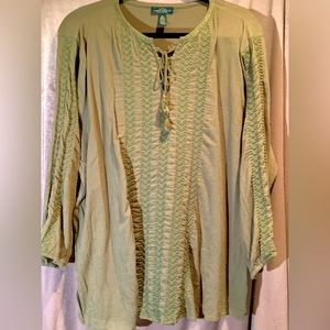 Lauren Jeans Co. Cotton Army Green embroidered Tunic Size XL